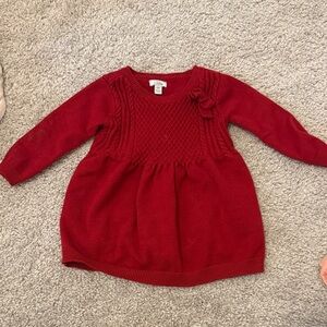 Elegant Red Knit Baby Dress